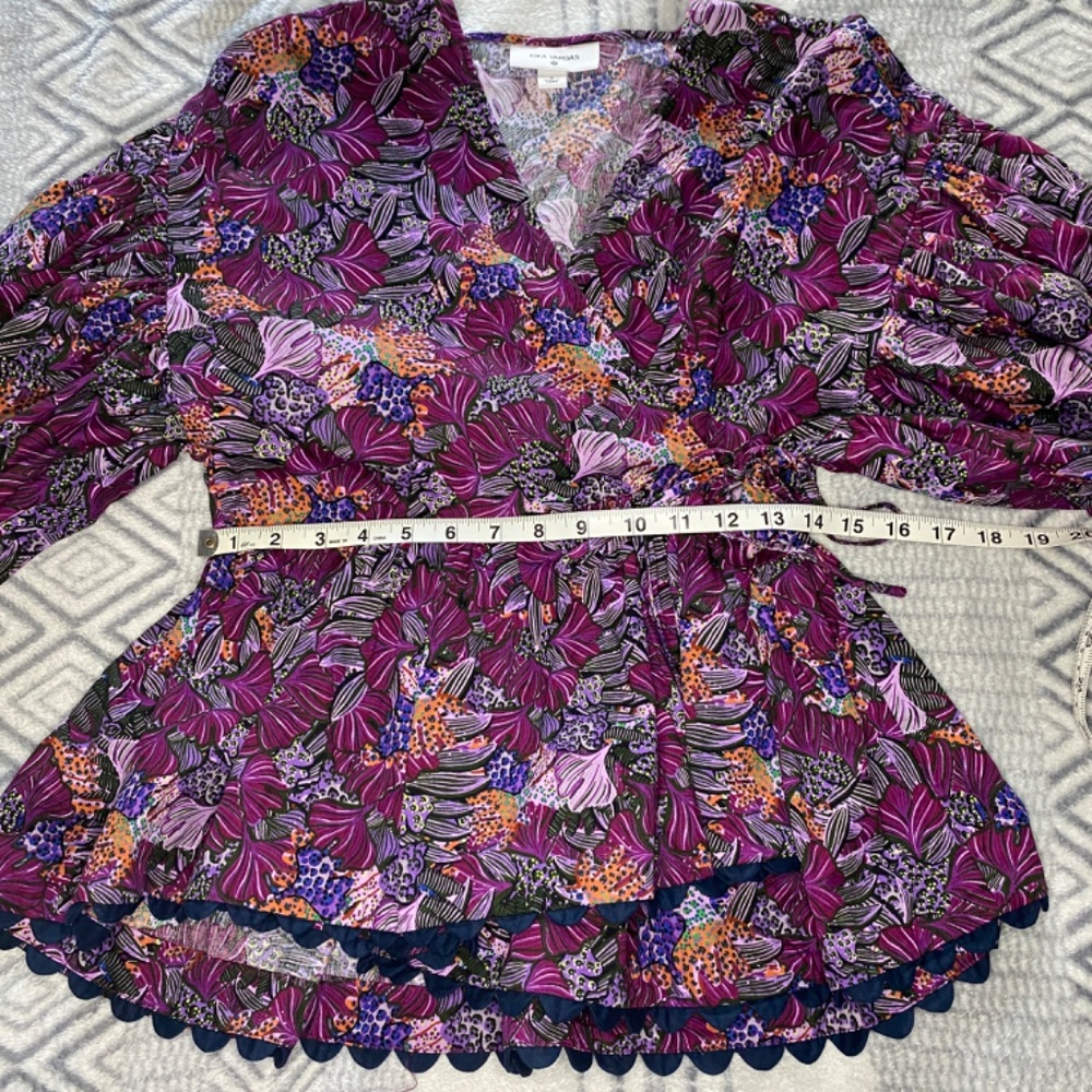 Kika Vargas x Target Coral Reef Scallop Edge Wrap Top in Purple Size S - Picture 3 of 10